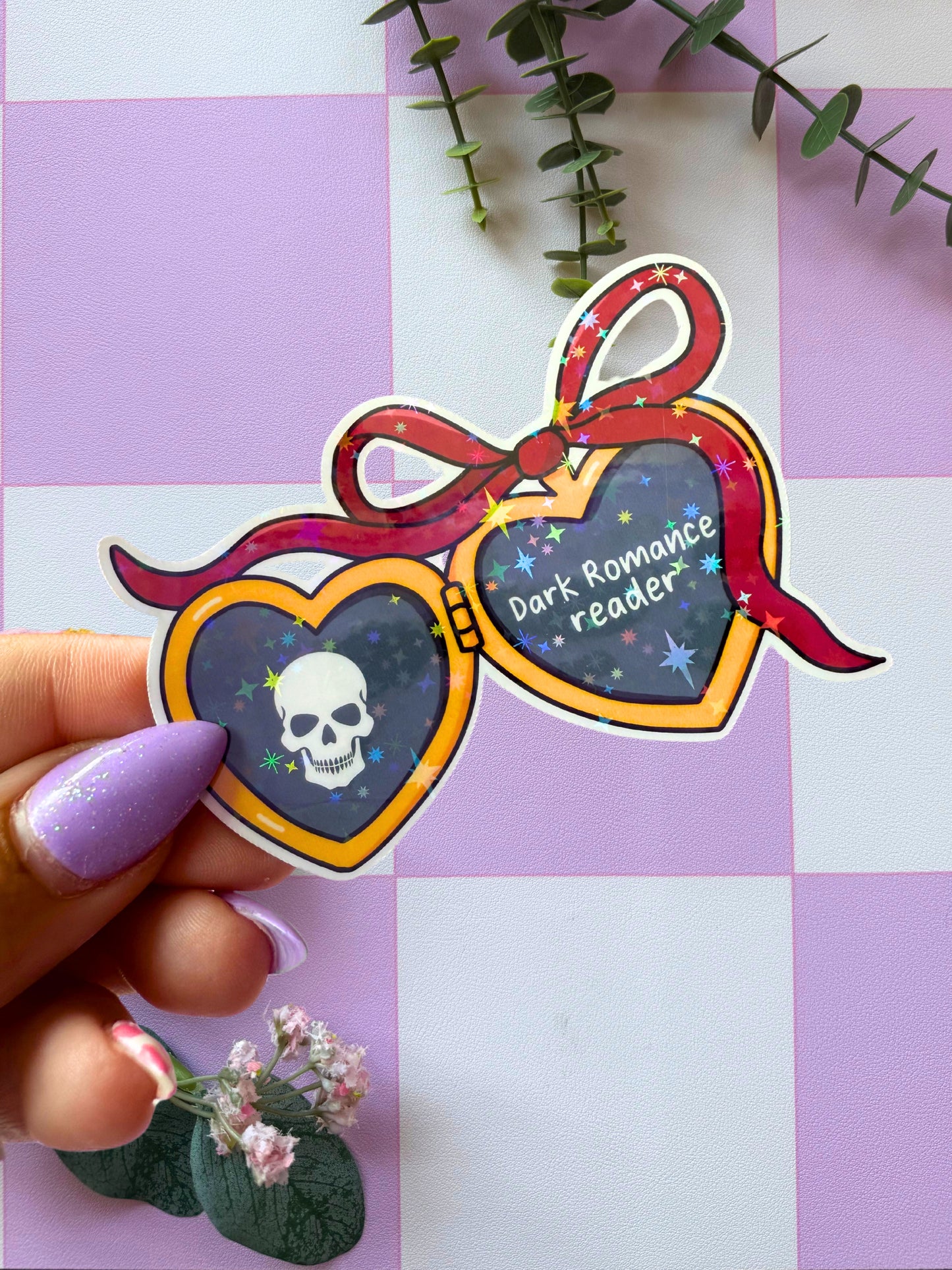Dark Romance Reader Locket Sparkly Sticker