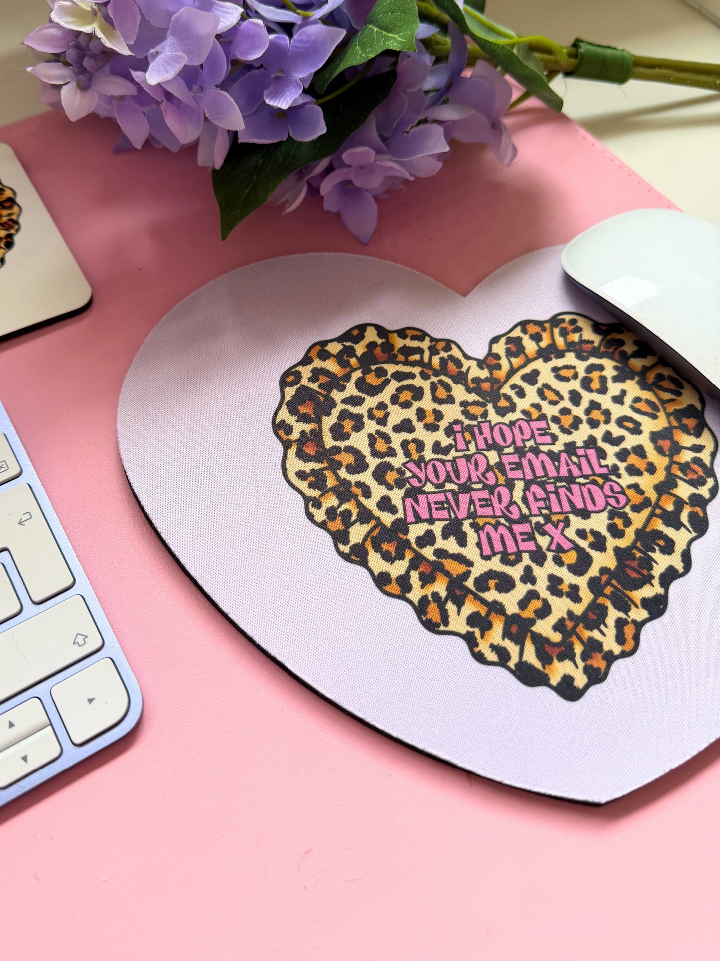 I Hope Your Email Never Finds Me Heart Shaped Mouse Mat