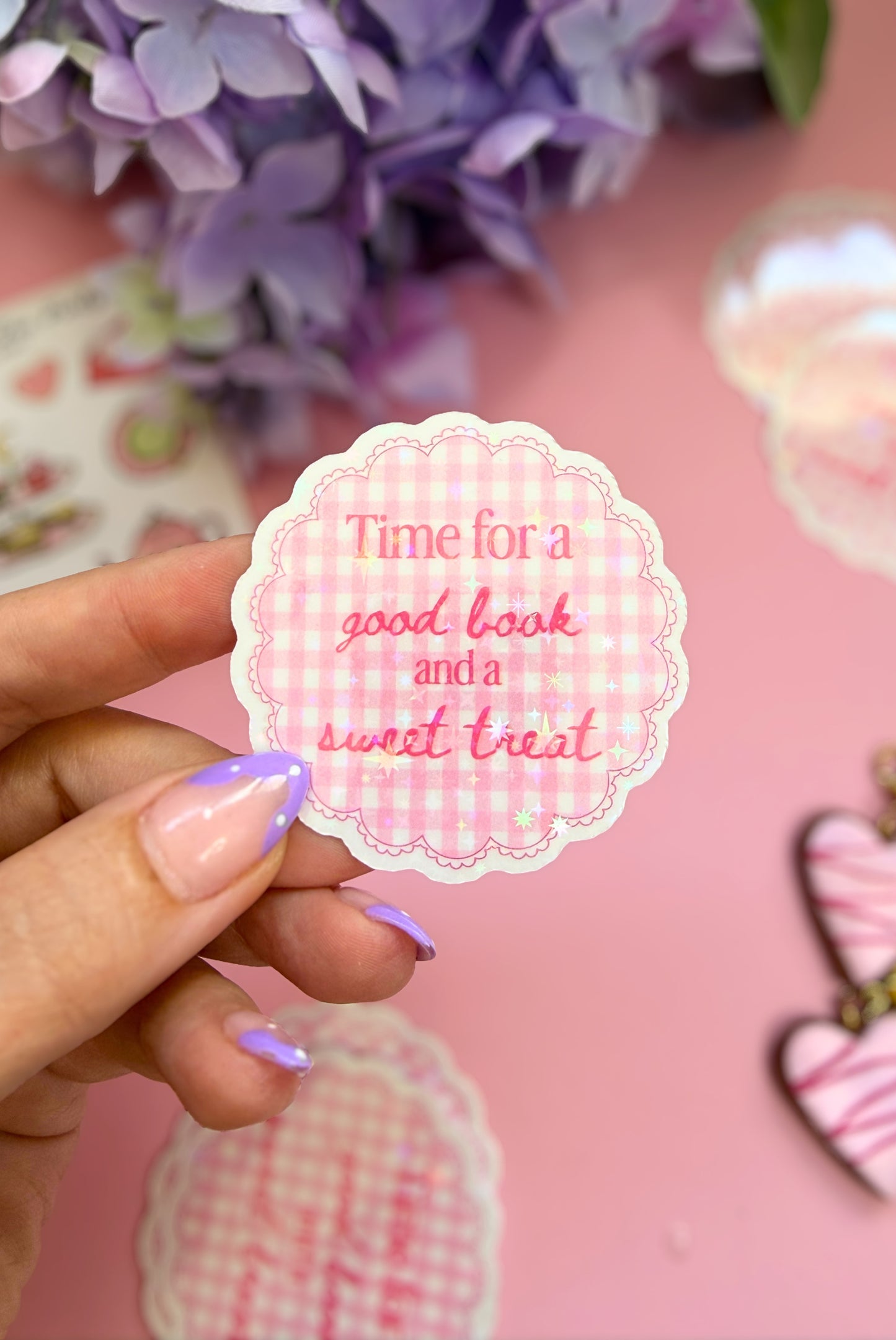 Time For A Good Book And A Sweet Treat Sparkly Sticker
