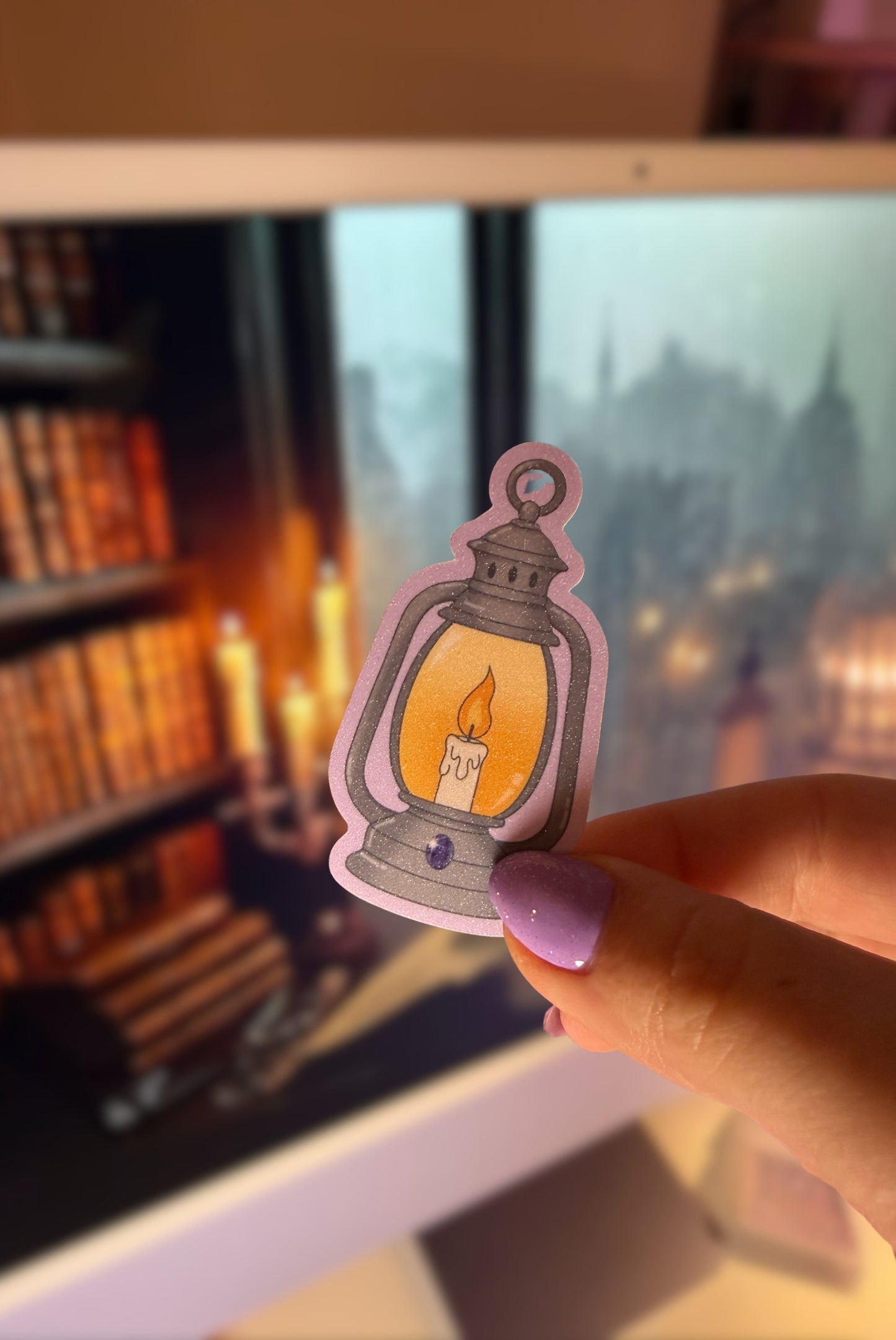 Gothic Lantern Sparkly Sticker