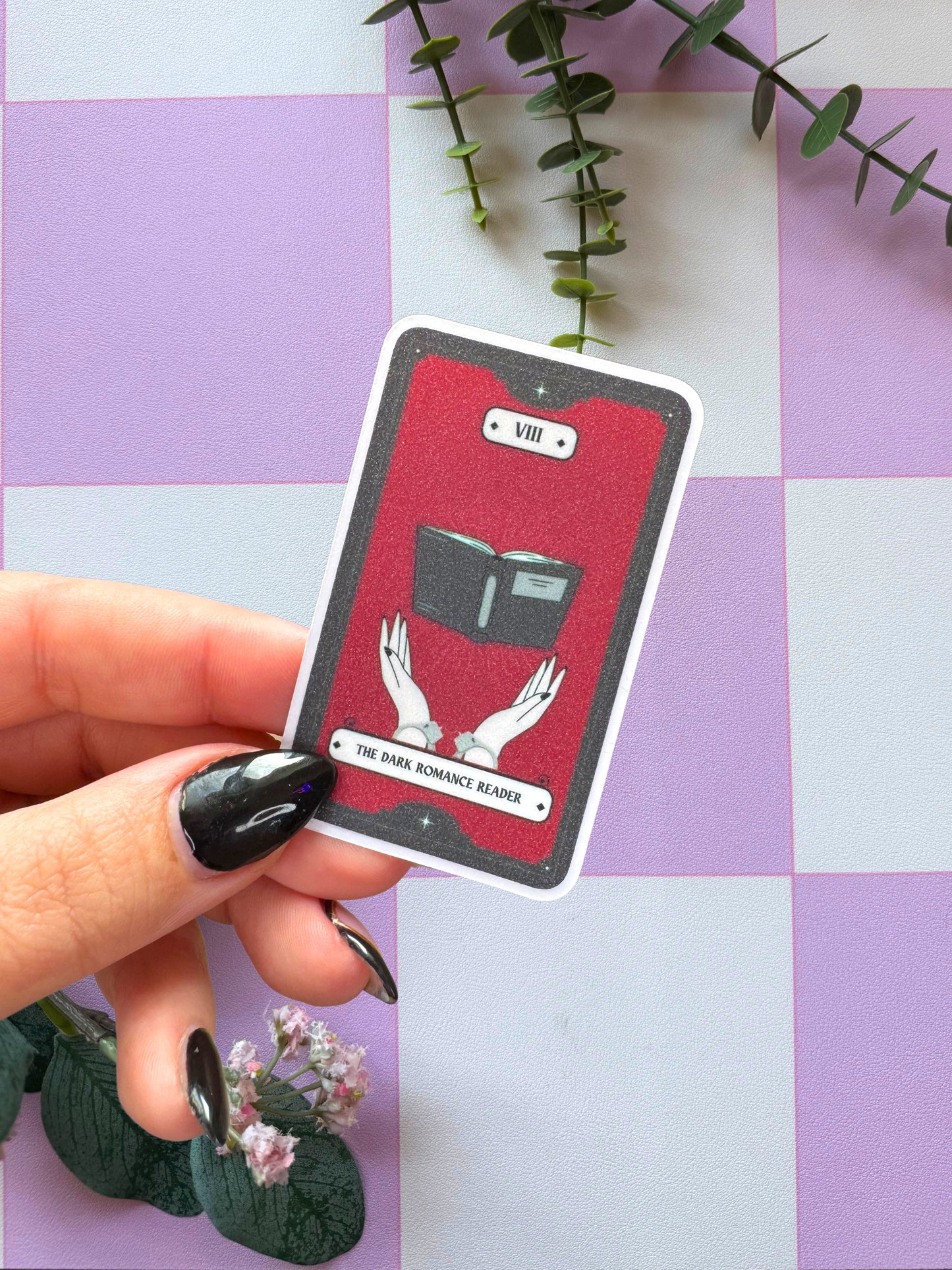 The Dark Romance Reader Tarot Card Sparkly Easy Peel Sticker