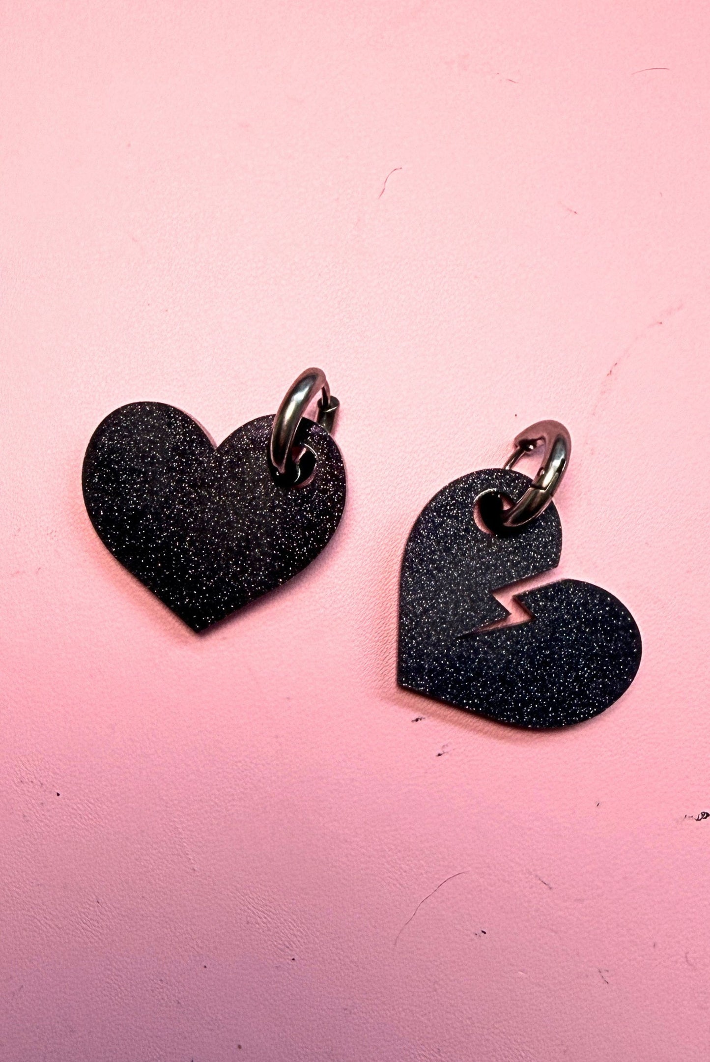 Black Hearts Club Sparkly Hoop Earrings