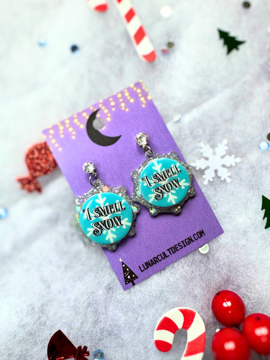 I Smell Snow Gilmore Girls Inspired Snowflake Novelty Christmas Earrings