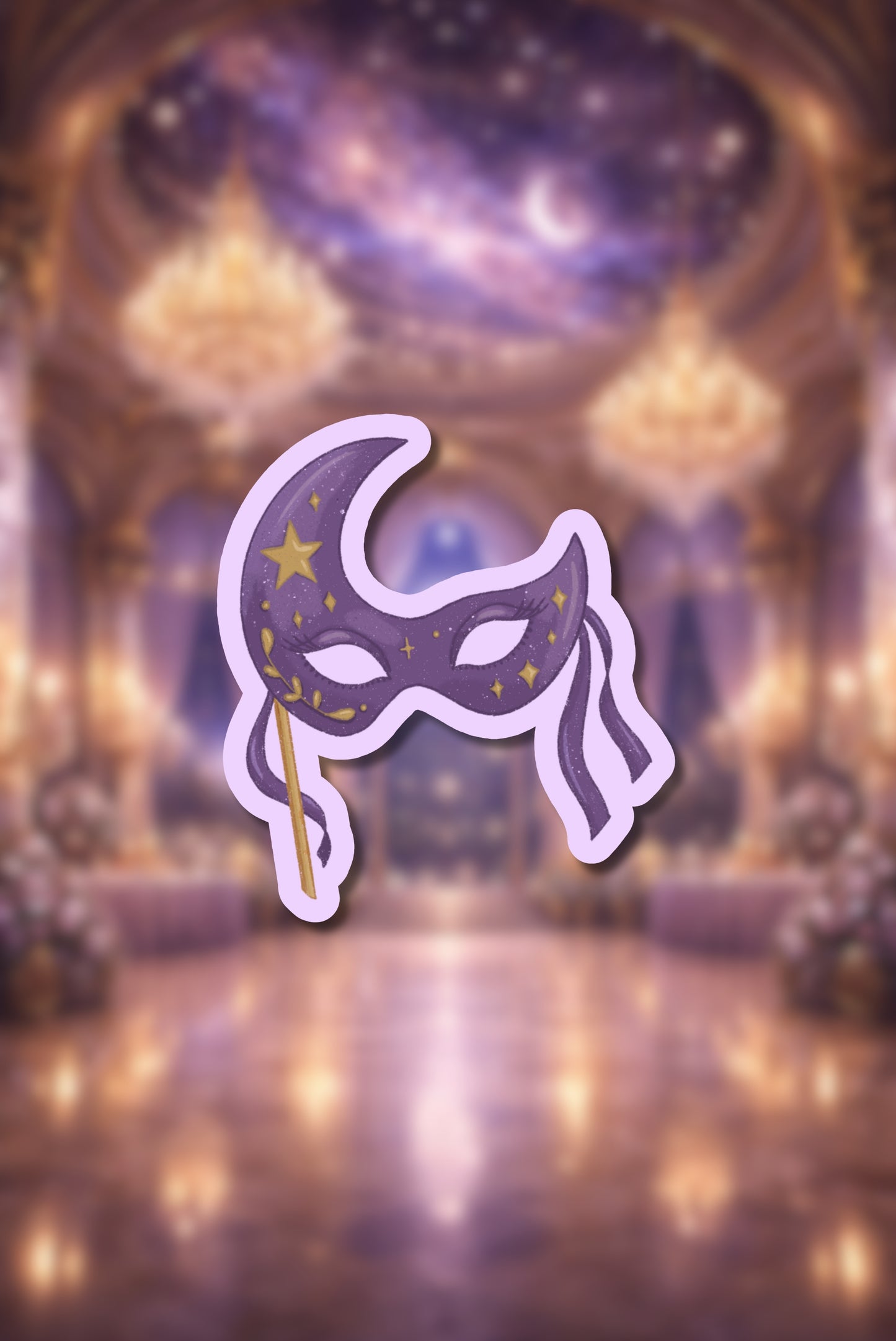 Moon Mask Sparkly Sticker