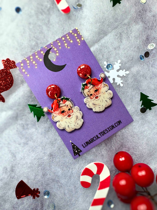 Vintage Santa Novelty Christmas Earrings