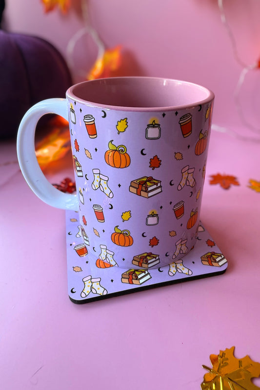 Autumn Girly Ceramic Mug & Coaster Set