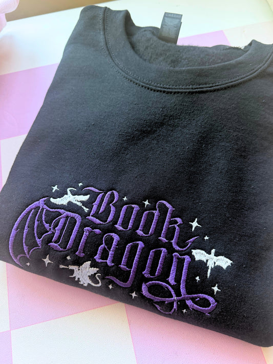 [Ready to Ship] Book Dragon Embroidered Sweatshirt - Size M