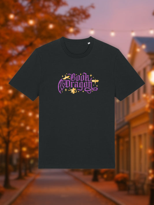 Book Dragon Embroidered T-Shirt