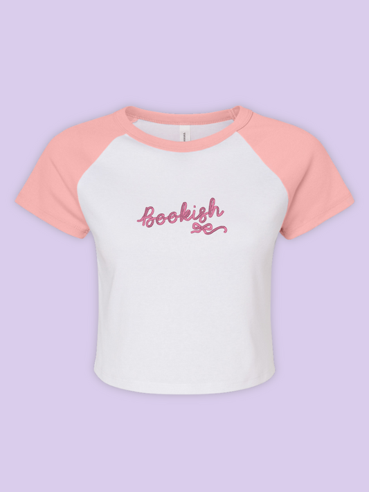 Bookish Embroidered Cropped Baby Tee