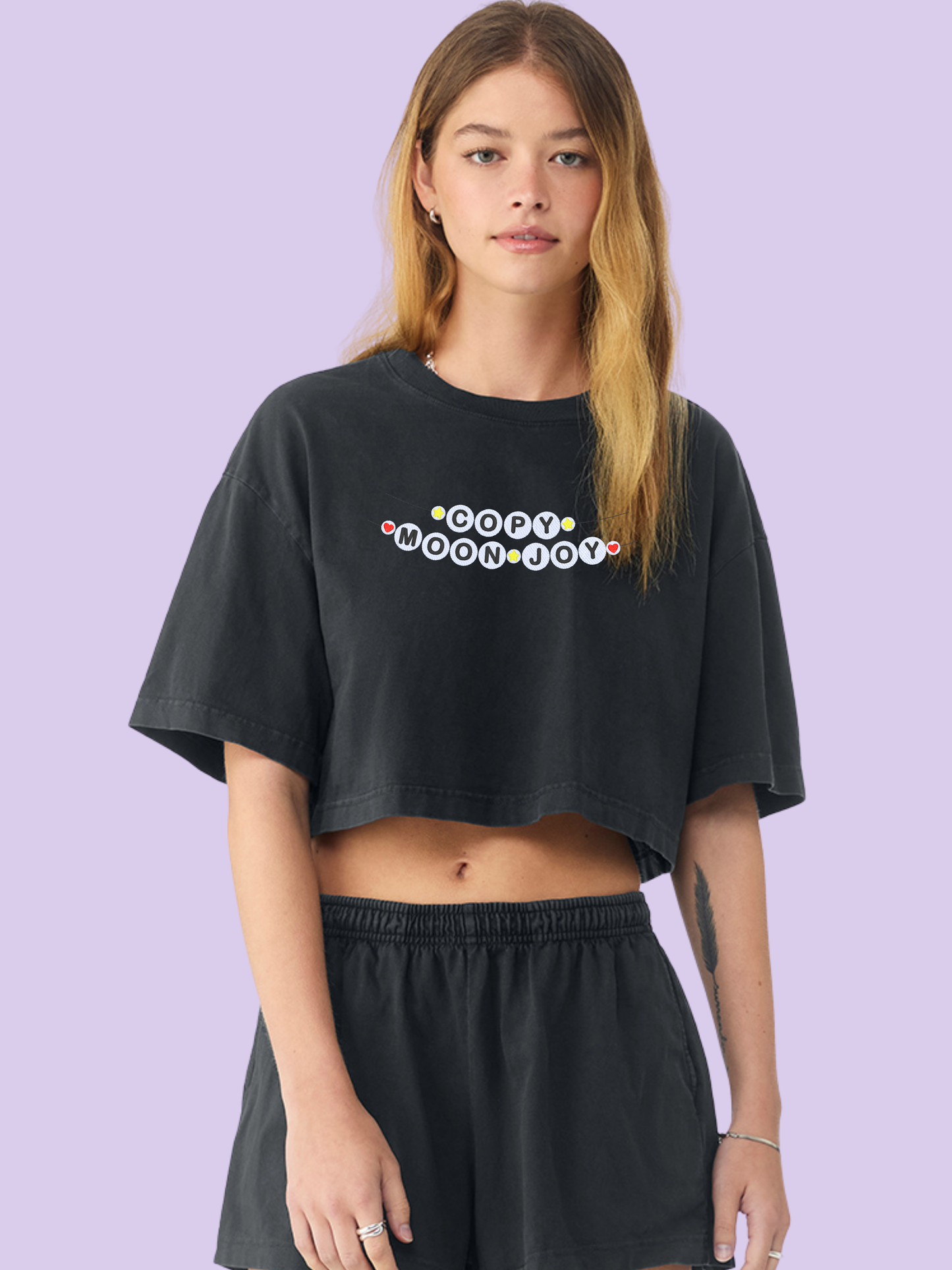 Copy Moon Joy Embroidered Boxy Cropped T-Shirt