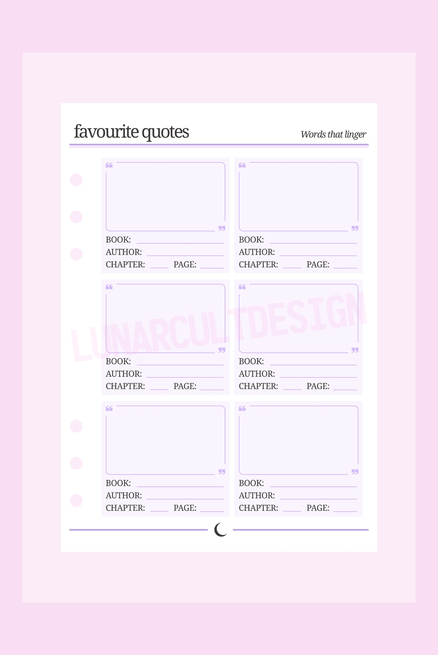 A5 Insert Refills (The Reading Journal)