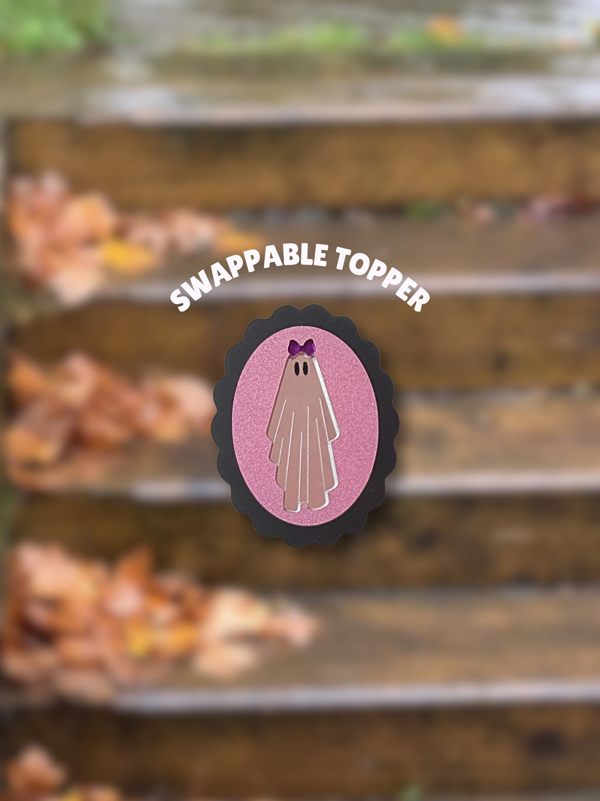 Pink Girly Ghost [Swappable Acrylic Topper for e-Reader & Phone Grips]