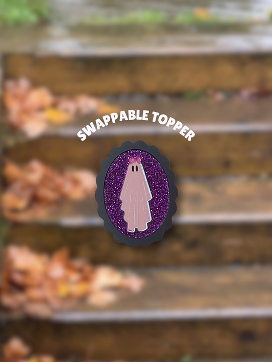 Purple Girly Ghost [Swappable Acrylic Topper for e-Reader & Phone Grips]