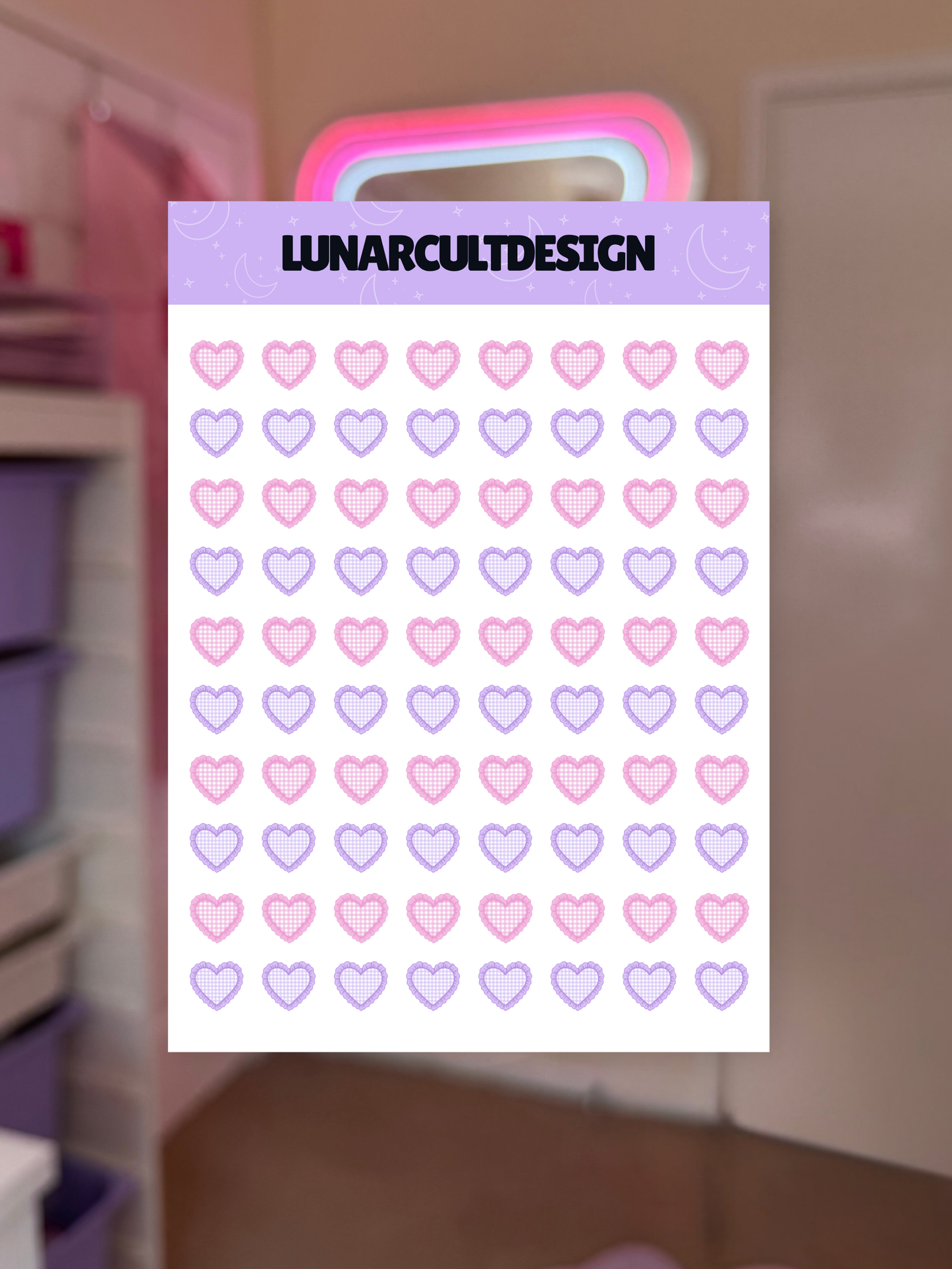 Ruffle Heart Cushions Sticker Sheet