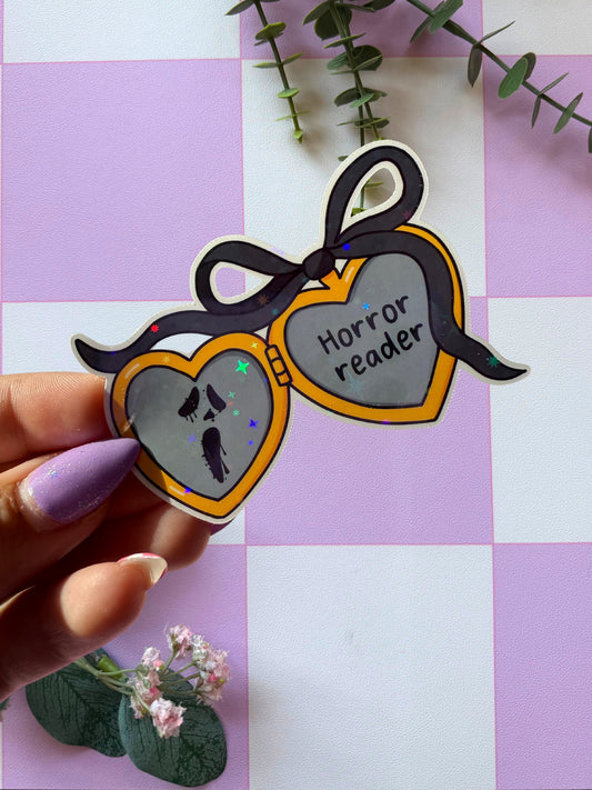 Horror Reader Locket Sparkly Sticker