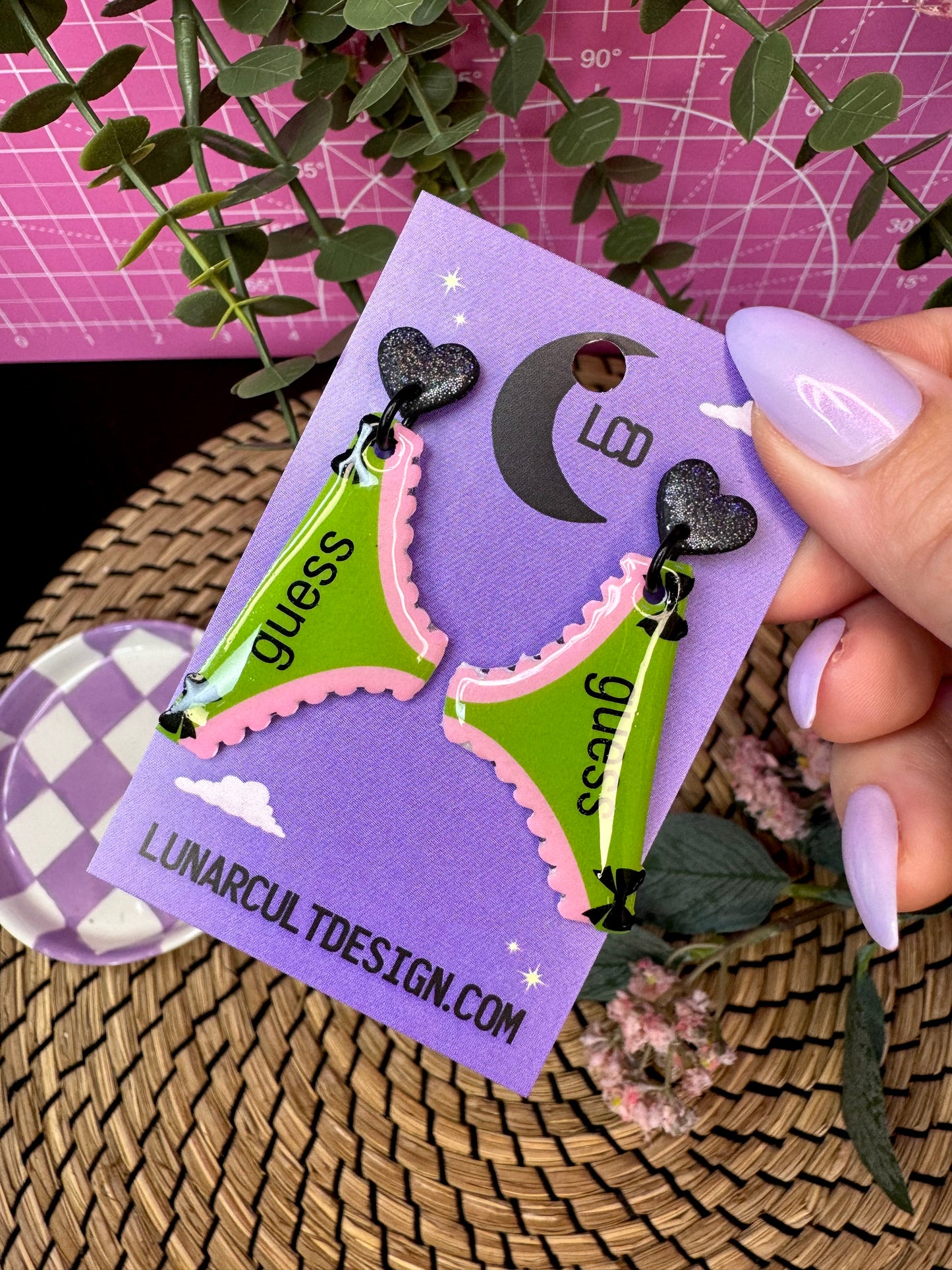 Guess Charli XCX Brat Handmade Earrings