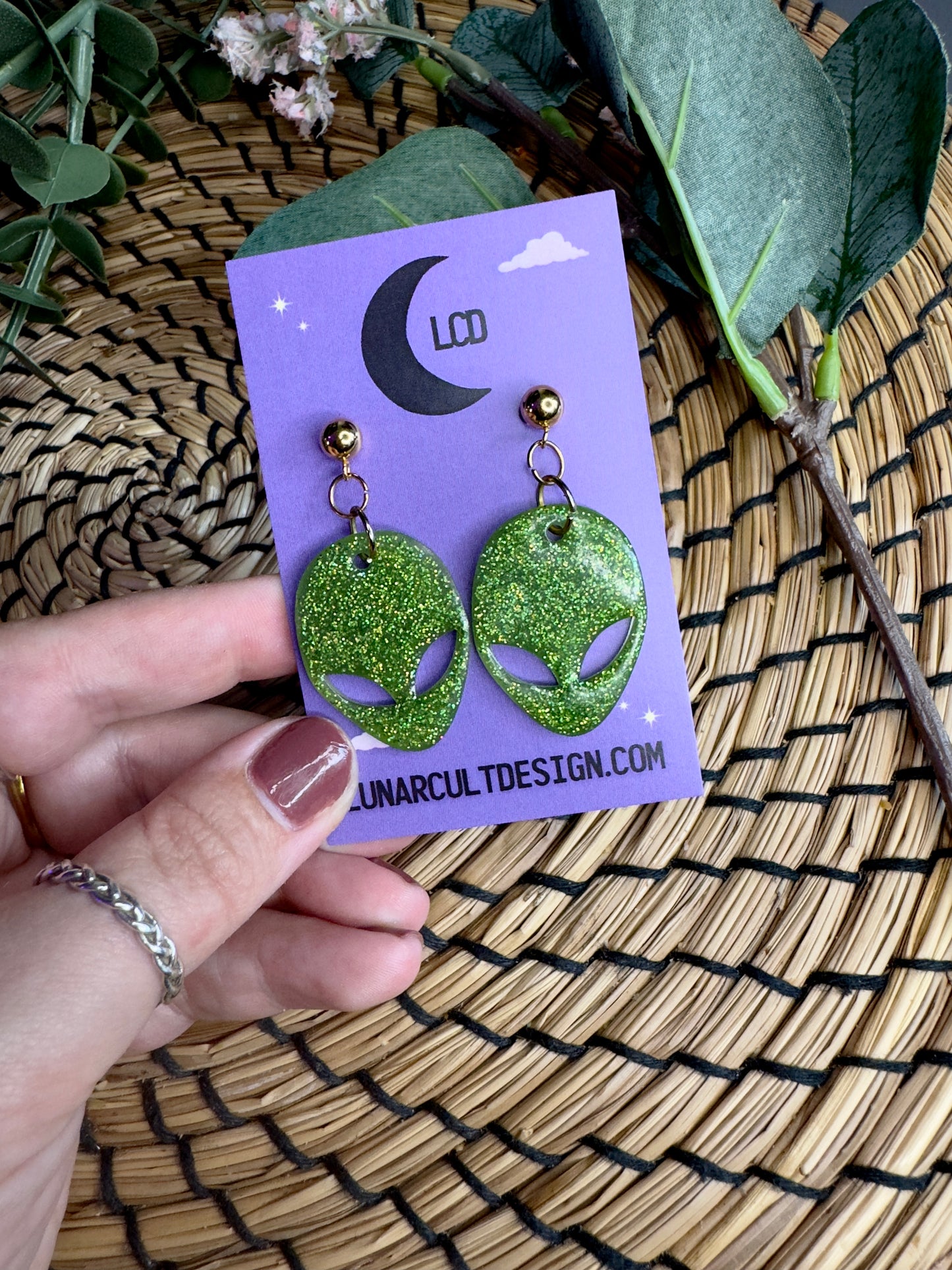 Alien Sparkly Halloween Earrings