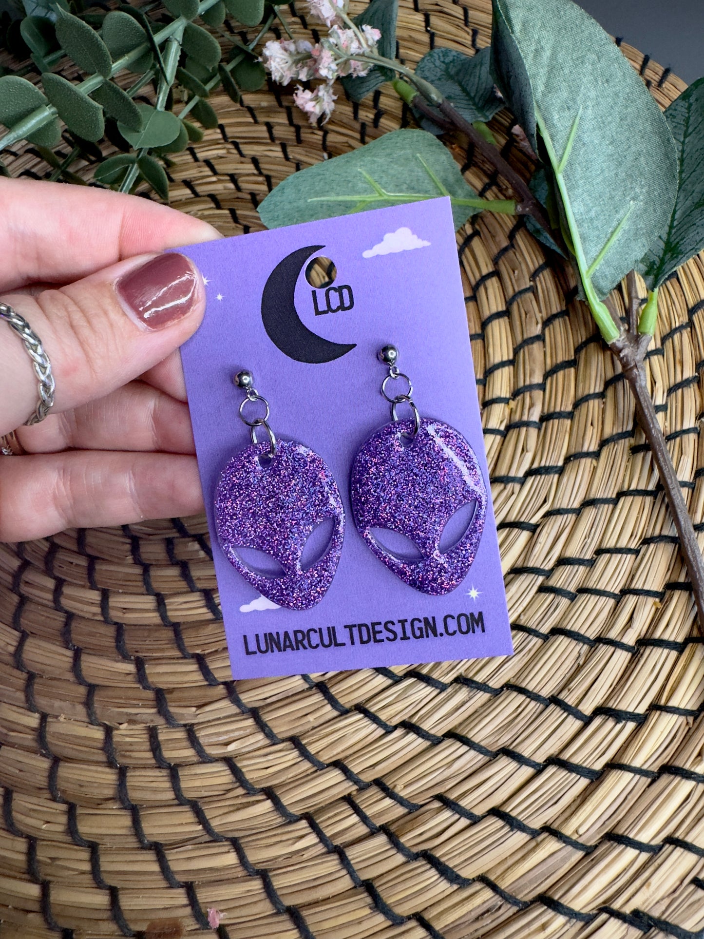 Alien Sparkly Halloween Earrings