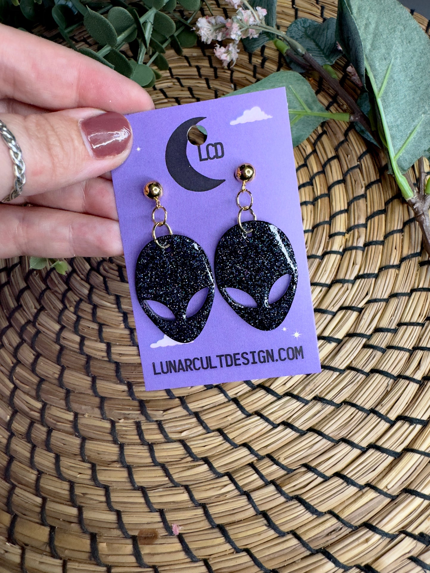 Alien Sparkly Halloween Earrings