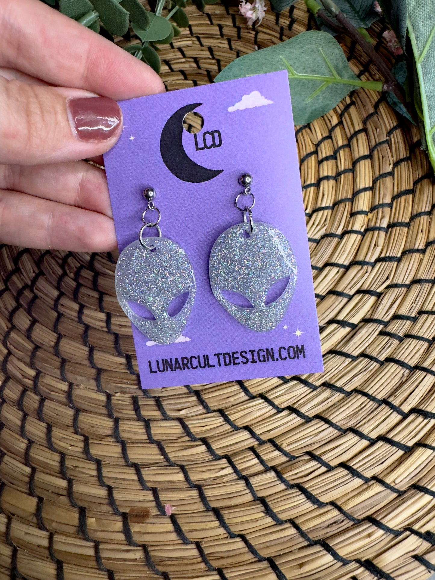 Alien Sparkly Halloween Earrings