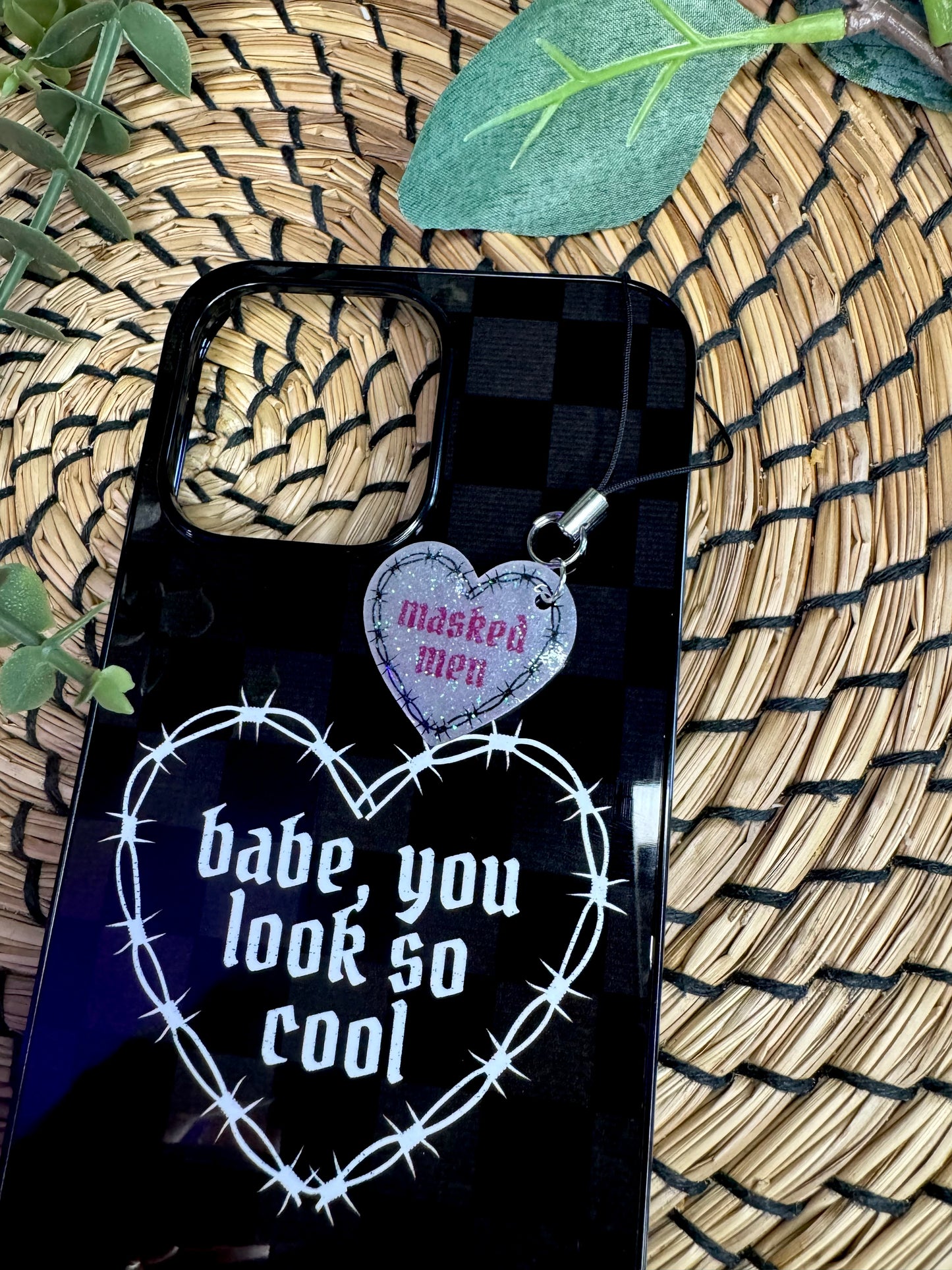 Masked Men Sparkly Phone Charm