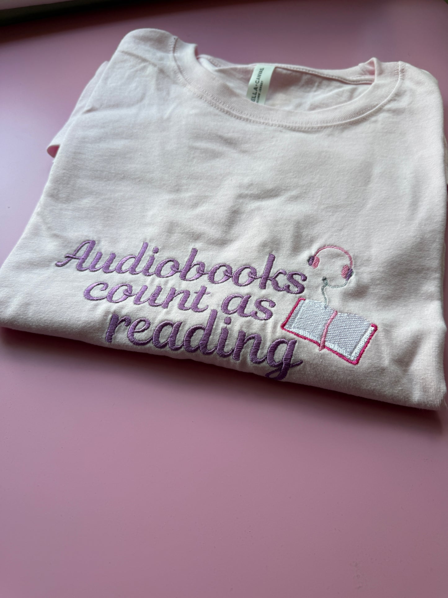Audiobooks Count Embroidered T-shirt - Size L