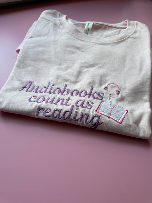 Audiobooks Count Embroidered T-shirt - Size L