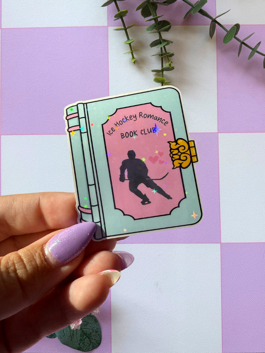 Ice Hockey Romance Book Club Sparkly Sticker