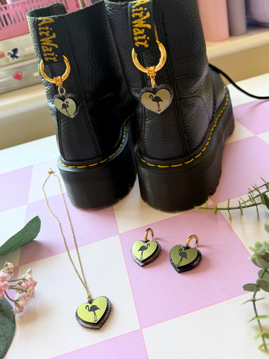 Jerry Flamingo Bundle (Boot Charms, Earrings & Necklace)