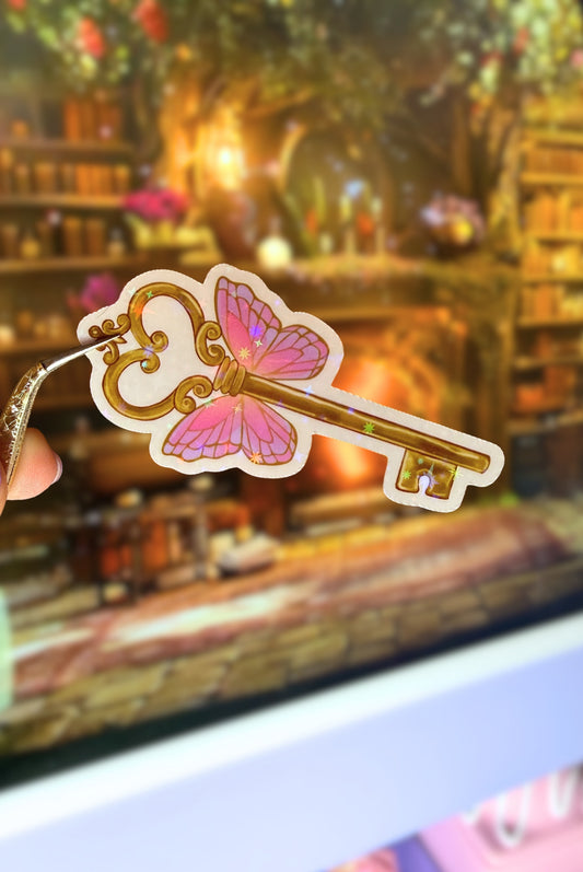 Key to the Forgotten Library Sparkly Sticker