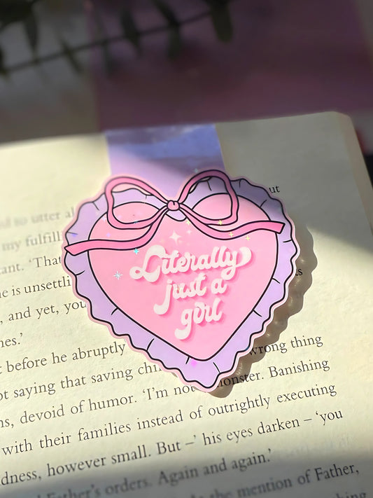 Literally Just a Girl Sparkly Magnetic Bookmark