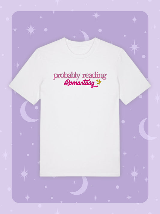 Custom Genre Embroidered T-shirt – "Probably Reading [Your Pick]"