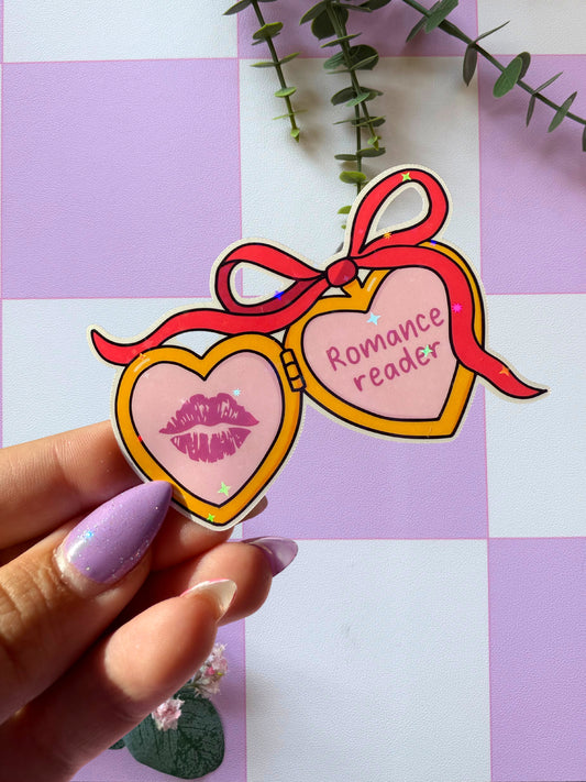 Romance Reader Locket Sparkly Sticker