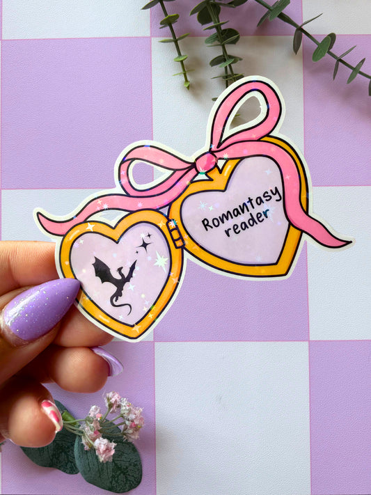 Romantasy Reader Locket Sparkly Sticker