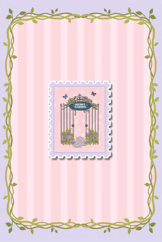 Secret Garden Stamp Sparkly Sticker