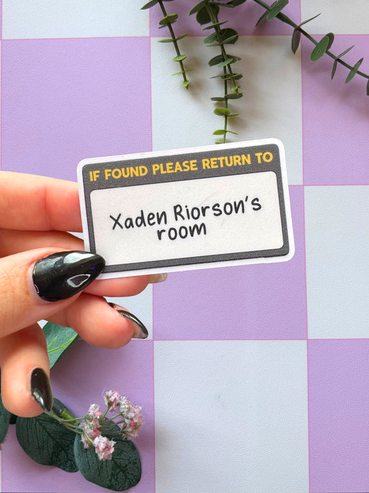 Xaden's Room Sparkly Easy Peel Sticker