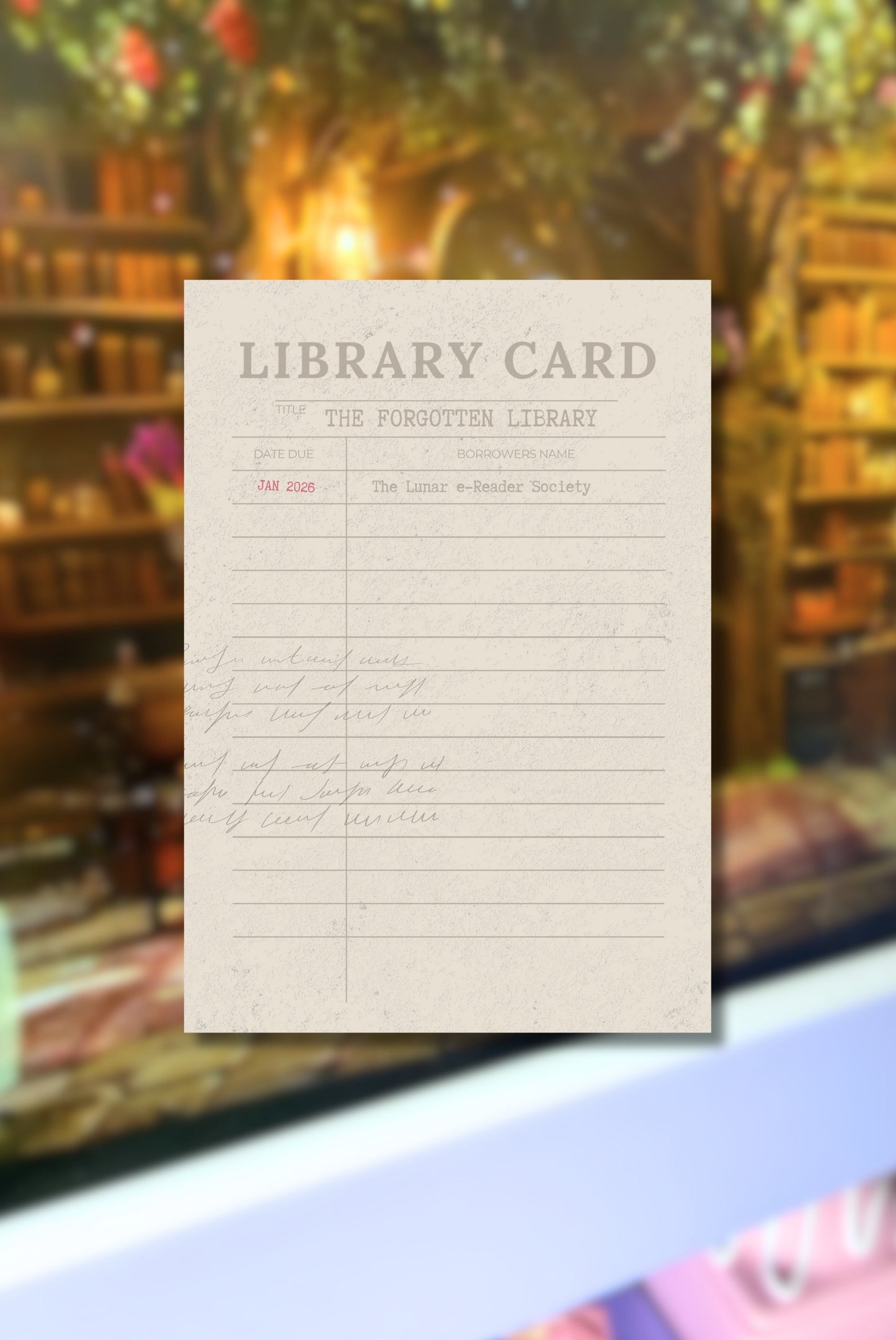 The Forgotten Library e-Reader Insert